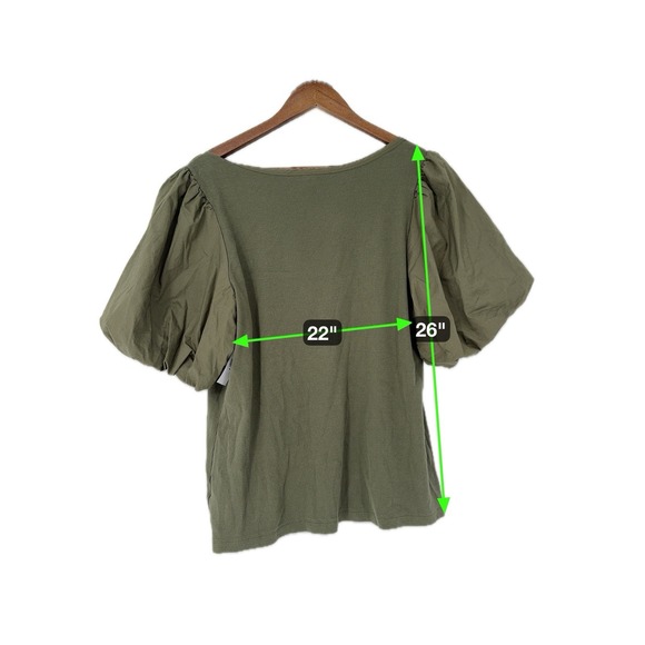 Old Navy Olive Green Puff Sleeve Henley Ribbed Knit 2X NWT Fairy Boho‎ Holiday - Picture 7 of 7